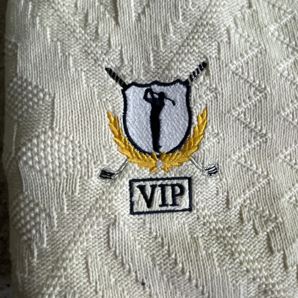Vintage (NWT) McBriar textured Golf Sweater v-neck USA Made Men's XL embroidered